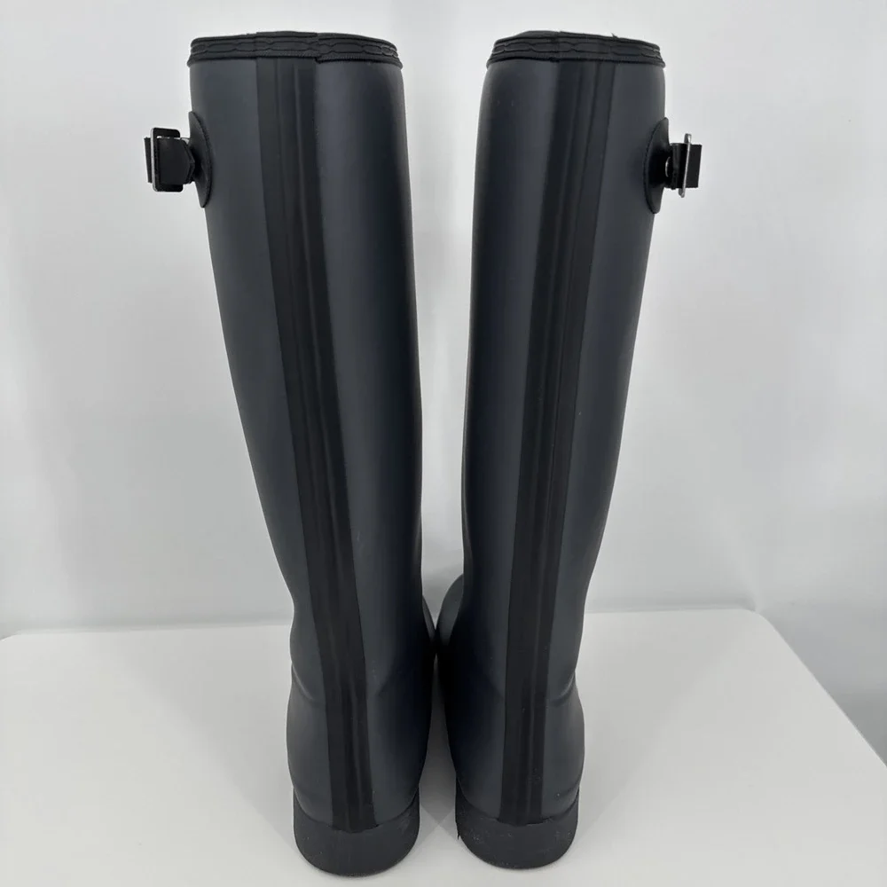 Hunter Original Tall Matte Dark Gray Rain Boots Women Size 8 Barn Garden Preppy
